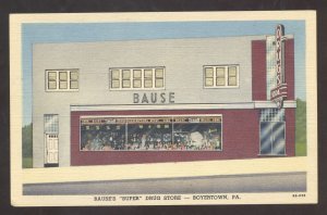 BOYERSTOWN PENNSYLVANIA PA. BAUSE DRUG STORE LINEN ADVERTISING POSTCARD