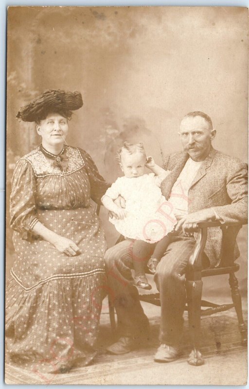 c1910s Binghamton, NY Cute Family RPPC Little Girl Real Photo Postcard A123