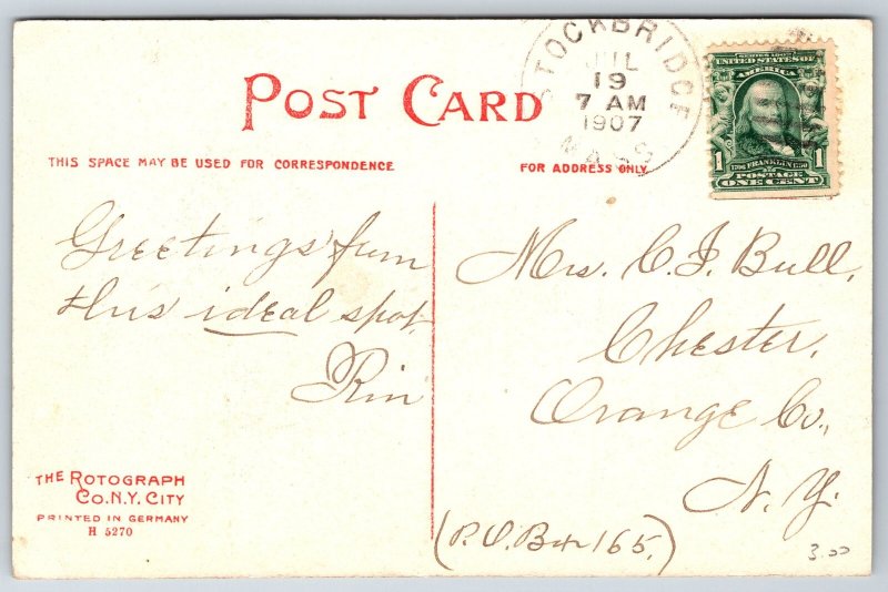 Stockbridge Massachusetts~Scenic Houstatonic River~Rotograph~1907 Postcard
