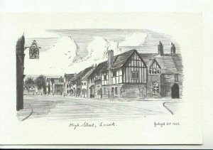 Wiltshire Postcard - Pencil Sketch of High Street - Lacock - Ref 20805A