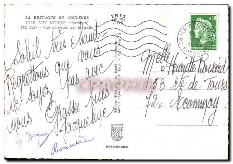 Postcard Modern Brittany Colored L & # 39Ile Aux Moines General Gulf View