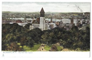 'Albany, N.Y., City Hall from Capitol' Undivided Back Unused Tuck & Sons