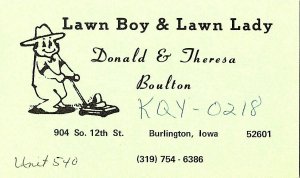 QSL Radio Card From Burlington Iowa KQY-0218
