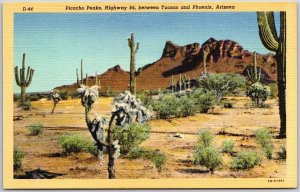 Picacho Peaks Highway 84 Between Tucson & Phoenix Arizona Vintage Postcard