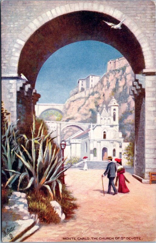 Postcard Monaco Tuck Monte Carlo 7053 - The Church of St. Devote