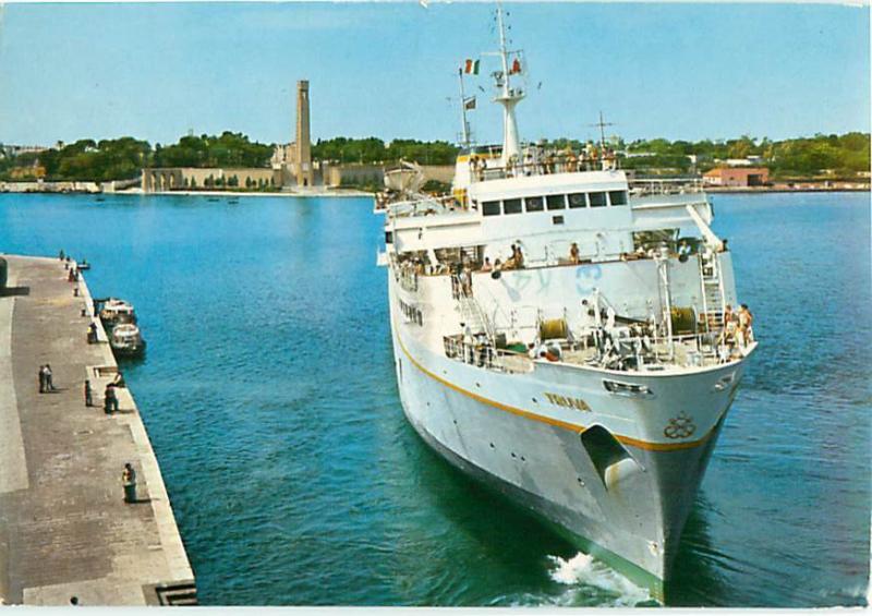 Brindisi Harbour Ship Truna Getting Ready to Dock South Pacifi  Postcard  # 8432