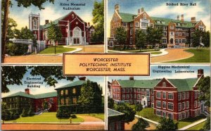 Multi Views, Worcester Polytechnic Institute Worcester MA Vintage Postcard S44
