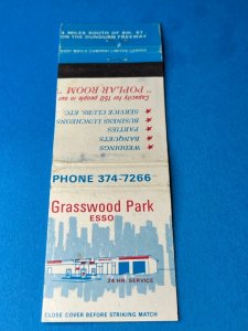 Vintage Matchbook Cover Grasswood Park Esso Saskatchewan Canada MB163