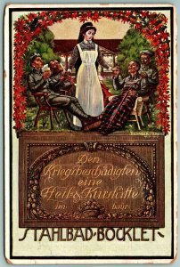 Stahlbad Bocklet Bavaria Beer Kriek Beschadigen Germany Advertising Postcard G14