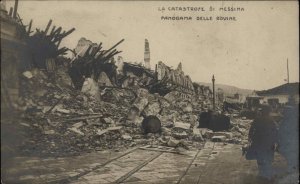 Messina Italy Earthquake Disaster Ruins Panorma Delle Rovine c1910 RPPC PC