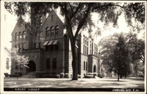 Hudson Wisconsin WI Court House Real Photo Vintage Postcard