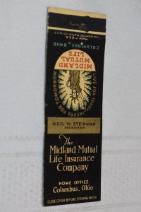 Midland Mutual Life Columbus Ohio Advertising 20 Strike Matchbook Cover