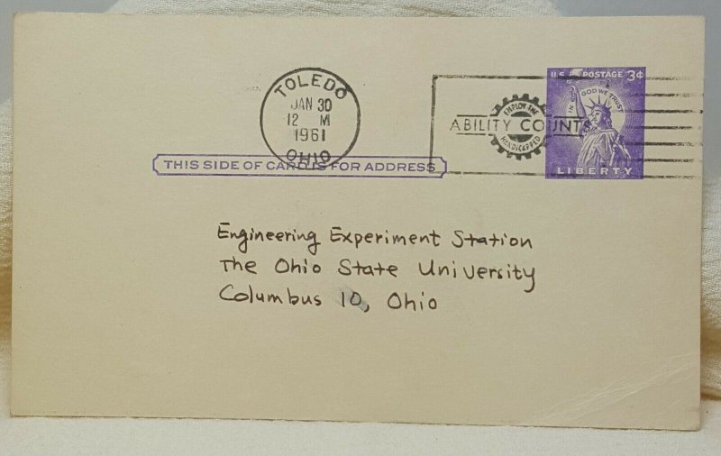 Ohio State University Toledo Library Vintage Postcard