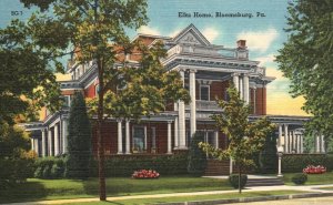 Vintage Postcard Elks Home House Bloomsburg Pennsylvania PA Mebane Greeting