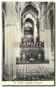 Old Postcard Catedral Sevilla Central Nave