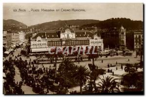 Postcard Old Nice Place Massena and Casino Municipal Tramway