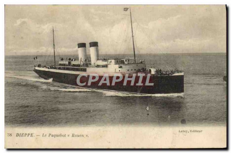 Old Postcard Dieppe Rouen Ship Boat