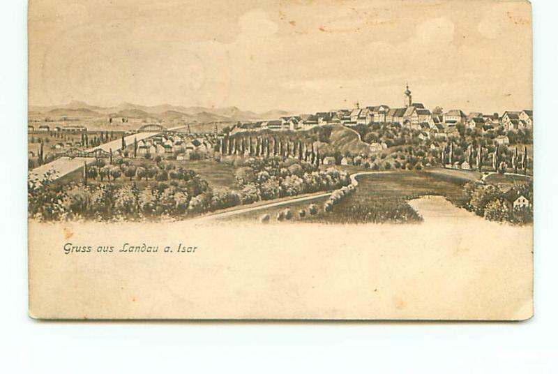 Postcard Gruss aus Landau a Isar  Landau Gasser Buchdruckerei  # 2261A