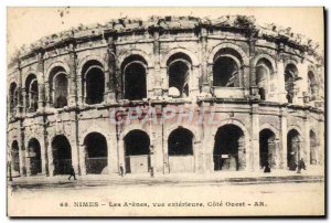 Old Postcard Nimes Les Arenes Exterior View West Coast