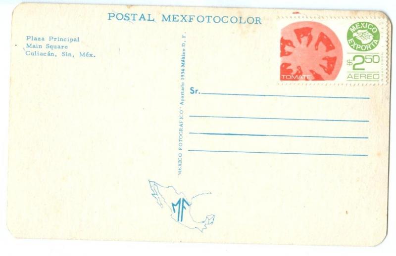 Mexico, Plaza Municipal, Main Square, Culiacan, stamped, unused Postcard