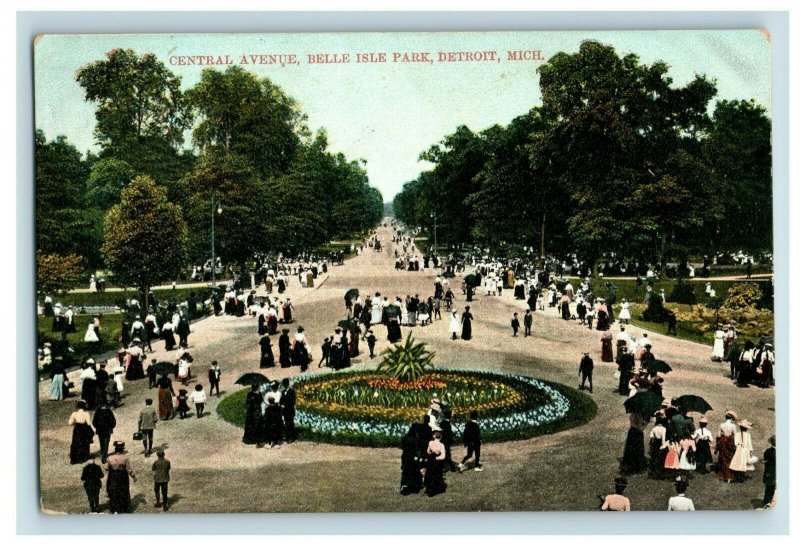 C.1900-09 Central Avenue, Belle Isle Park, Detroit, Michigan Postcard G2