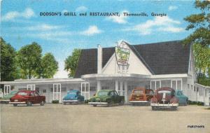 1940s Thomasville Georgia Dodson's Grill Restaurant Kropp linen postcard 6480