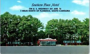 FLORENCE, SC South Carolina  SOUTHERN PINES MOTEL c1950s  Roadside  Postcard