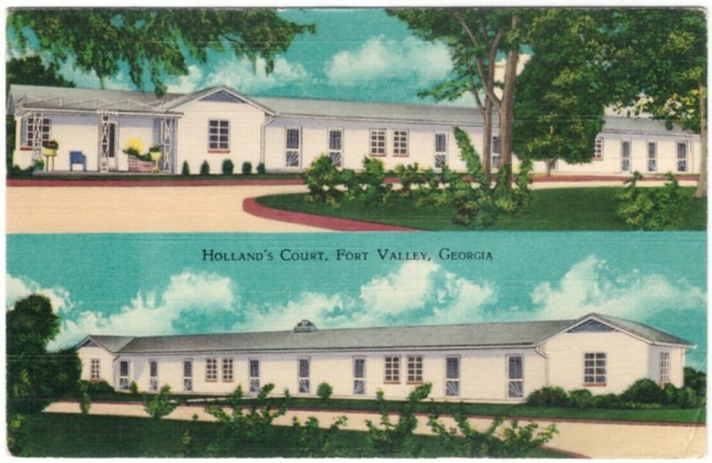 Holland's Court, Fort Valley, Georgia, Vintage Linen Split View Postcard