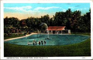 USA Swimming Pool McKennan Park Sioux Falls South Dakota Vintage Postcard 09.69