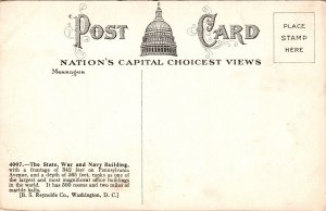State War Navy Building Washington DC Antique Postcard UNP Unused BS Reynolds DB 
