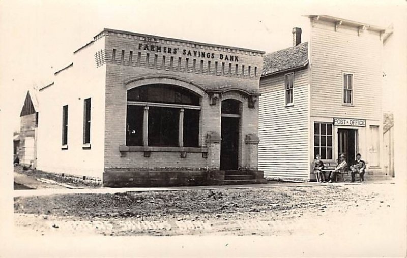 Farmers Savings Bank & Post Office Real Photo in Jones County Martelle, Iowa