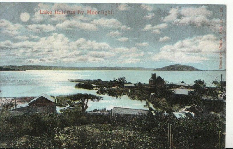 New Zealand Postcard - Lake Rotorua By Moonlight - Ref 6078A 