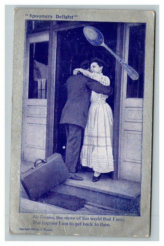 Vintage 1900's Photo Postcard Spooners Delight Woman Romantic Goodbye