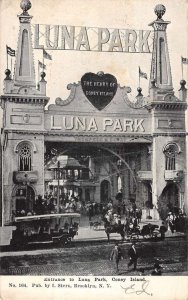 Coney Island New York Luna Park Entrance Vintage Postcard KK671