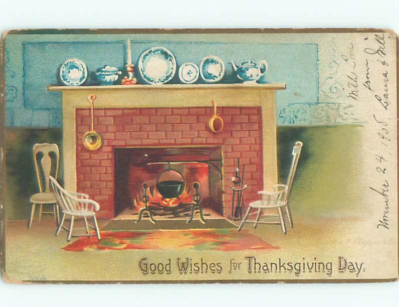 Divided-Back THANKSGIVING SCENE Great Postcard AA0538