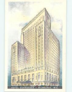 Unused 1950's SCHROEDER HOTEL Milwaukee Wisconsin WI Q5600@