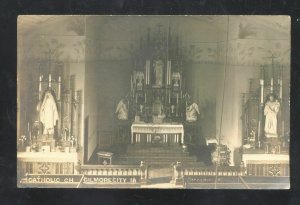 RPPC GILMORE CITY IOWA CATHOLIC CHURCH INTERIOR 1909 REAL PHOTO POSTCARD