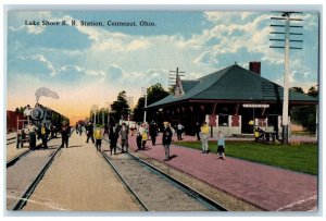 1914 Lake Shore R. R. Train Station Depot Conneaut Ohio OH Antique Postcard