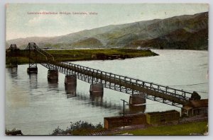 Lewiston ID Idaho Lewistown Clarkston Bridge 1910 Postcard C34