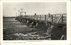 South Dartmouth Massachusetts  Old Padanaram Bridge c1900-20s Vintage Postcard