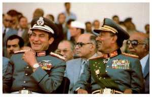 Egyptian President Anwar Sadat , Vice President Hosni Mubarak, just before hi...