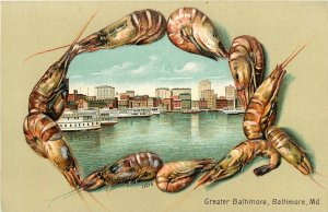 Postcard C-1910 Maryland Baltimore Shrimp frame border Rinn Publishing MD24-507