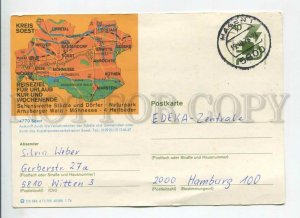 449674 GERMANY 1976 year Soest MAP Hagen real posted POSTAL stationery postcard