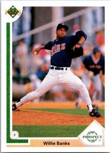 1991 Upper Deck Baseball Card Willie Banks Minnesota Twins sk20691