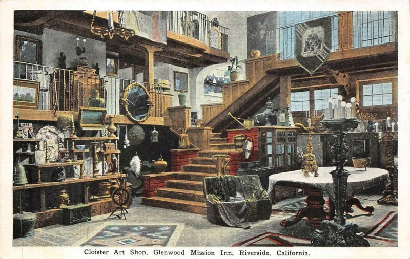 GLENWOOD MISSION INN Cloister Art Shop, Riverside, CA c1920s Vintage Postcard