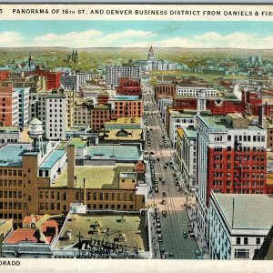 1939 Denver, Colo Panorama 16th St Business District Daniels Fishers Towers A197