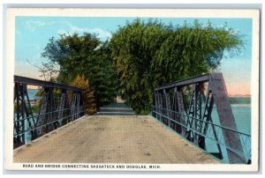 c1920 Road Bridge Connecting Saugatuck Douglas Michigan Antique Vintage Postcard 