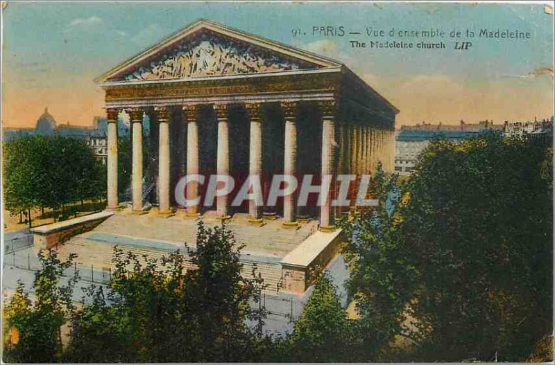 Old Postcard PARIS Overview of the Madeleine