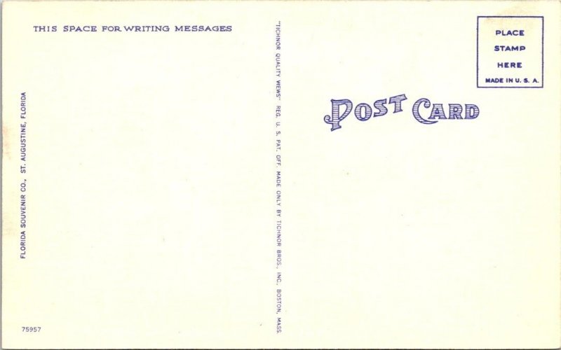 2~ca1940's Postcards FL, St Augustine  SPEISSSEGGER DRUG STORE & SCHOOL HOUSE