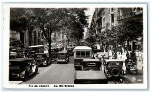 c1940's Rio De Janeiro Brazil Avenue Rio Branco Vintage RPPC Photo Postcard